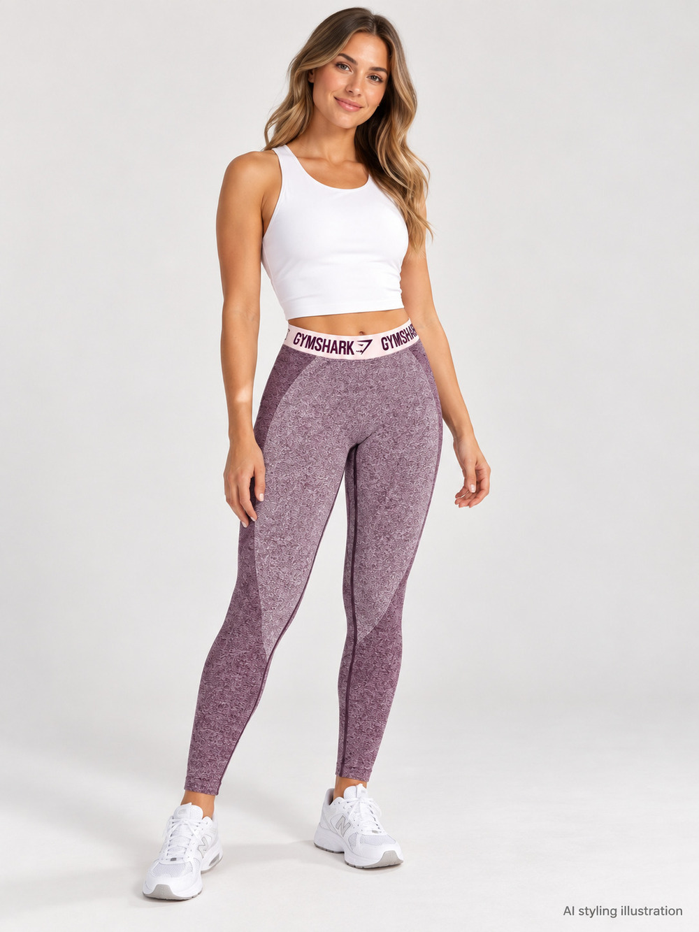 Gymshark Flex Purple Marl Pink Logo Waist Leggings Medium